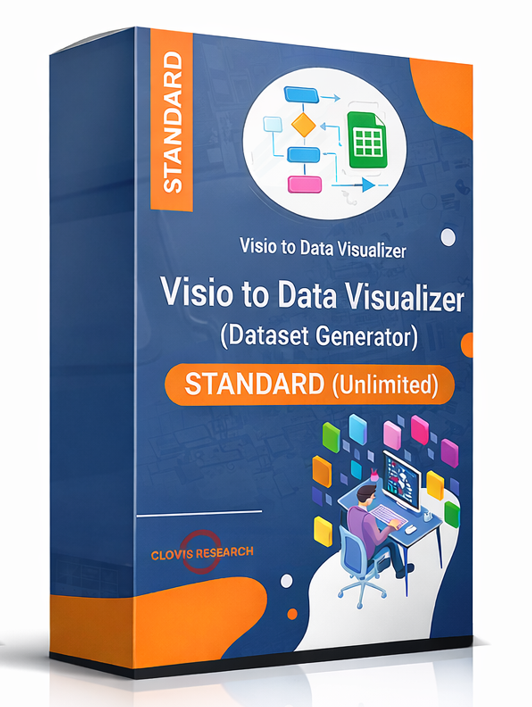 Product box for Visio to Data Visualizer Dataset Generator STANDARD, unlimited process steps.